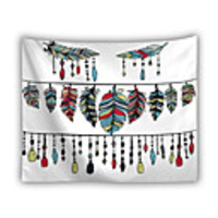 Wall Tapestry Art Decor Blanket Curtain Picnic Tablecloth Hanging Home Bedroom Living Room Dorm Decoration Polyester Small Colored Feather Pendant Decorated With A White Background Pattern