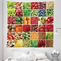 Wall Tapestry Art Decor Blanket Curtain Picnic Tablecloth Hanging Home Bedroom Living Room Dorm Decoration Polyester Small Square Fruit Vegetable View