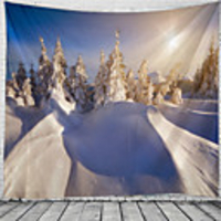 Wall Tapestry Art Decor Blanket Curtain Picnic Tablecloth Hanging Home Bedroom Living Room Dorm Decoration Polyester Snow Scenery Landscape Winter