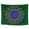 Wall Tapestry Art Decor Blanket Curtain Picnic Tablecloth Hanging Home Bedroom Living Room Dorm Decoration Polyester Solid Green Background Colorful Bohemia Mandala View