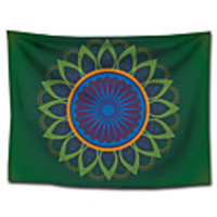 Wall Tapestry Art Decor Blanket Curtain Picnic Tablecloth Hanging Home Bedroom Living Room Dorm Decoration Polyester Solid Green Background Colorful Bohemia Mandala View