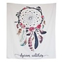 Wall Tapestry Art Decor Blanket Curtain Picnic Tablecloth Hanging Home Bedroom Living Room Dorm Decoration Polyester Solid White Background Colorful Starry Dream Catcher Beauty View