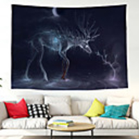 Wall Tapestry Art Decor Blanket Curtain Picnic Tablecloth Hanging Home Bedroom Living Room Dorm Decoration Polyester Starry Fantasy Deer