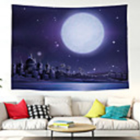 Wall Tapestry Art Decor Blanket Curtain Picnic Tablecloth Hanging Home Bedroom Living Room Dorm Decoration Polyester Starry Moon Castle