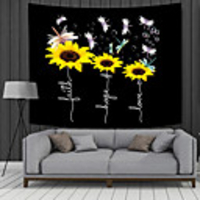 Wall Tapestry Art Decor Blanket Curtain Picnic Tablecloth Hanging Home Bedroom Living Room Dorm Decoration Polyester Sunflower Dragonfly