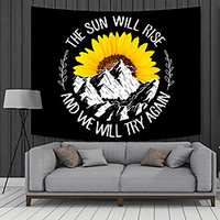Wall Tapestry Art Decor Blanket Curtain Picnic Tablecloth Hanging Home Bedroom Living Room Dorm Decoration Polyester Sunflower Towering Mountains