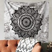 Wall Tapestry Art Decor Blanket Curtain Picnic Tablecloth Hanging Home Bedroom Living Room Dorm Decoration Polyester Tie Dye Black Mandala View