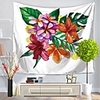 Wall Tapestry Art Decor Blanket Curtain Picnic Tablecloth Hanging Home Bedroom Living Room Dorm Decoration Polyester White Background Colorful Flowers View