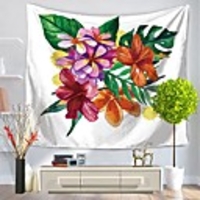 Wall Tapestry Art Decor Blanket Curtain Picnic Tablecloth Hanging Home Bedroom Living Room Dorm Decoration Polyester White Background Colorful Flowers View