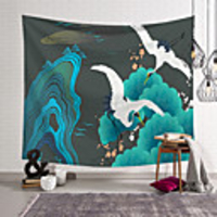 Wall Tapestry Art Decor Blanket Curtain Picnic Tablecloth Hanging Home Bedroom Living Room Dorm Decoration Polyester White Red-crowned Crane