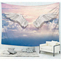 Wall Tapestry Art Decor Blanket Curtain Picnic Tablecloth Hanging Home Bedroom Living Room Dorm Decoration Polyester White Wings Colorful Sky Background