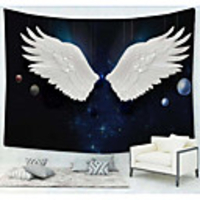 Wall Tapestry Art Decor Blanket Curtain Picnic Tablecloth Hanging Home Bedroom Living Room Dorm Decoration Polyester White Wings Planet Starry Sky