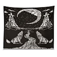 Wall Tapestry Art Decor Blanket Curtain Picnic Tablecloth Hanging Home Bedroom Living Room Dorm Decoration Polyester Wolf Mountain Moon Views