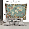 Wall Tapestry Art Decor Blanket Curtain Picnic Tablecloth Hanging Home Bedroom Living Room Dorm Decoration Polyester World Map Ancient IndianTrident