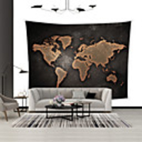 Wall Tapestry Art Decor Blanket Curtain Picnic Tablecloth Hanging Home Bedroom Living Room Dorm Decoration Polyester World Map Bronze