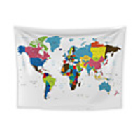 Wall Tapestry Art Decor Blanket Curtain Picnic Tablecloth Hanging Home Bedroom Living Room Dorm Decoration Polyester World Map Color