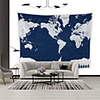 Wall Tapestry Art Decor Blanket Curtain Picnic Tablecloth Hanging Home Bedroom Living Room Dorm Decoration Polyester World Map Dark Blue White