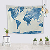 Wall Tapestry Art Decor Blanket Curtain Picnic Tablecloth Hanging Home Bedroom Living Room Dorm Decoration Polyester World Map Water Painting Blue