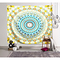 Wall Tapestry Art Decor Blanket Curtain Picnic Tablecloth Hanging Home Bedroom Living Room Dorm Decoration Polyester Yellow Blue Floral Mandala View