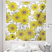 Wall Tapestry Art Decor Blanket Curtain Picnic Tablecloth Hanging Home Bedroom Living Room Dorm Decoration Polyester Yellow Flowers View