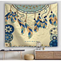 Wall Tapestry Art Decor Blanket Curtain Picnic Tablecloth Hanging Home Bedroom Living Room Dorm Decoration Polyester Yellow orange vintage feather
