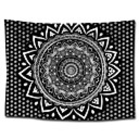 Wall Tapestry Art Decor Blanket Curtain Picnic Tablecloth Hanging Home Bedroom Living Room Dorm Decoration Polyster Bohemia Black Background White Mandala Beauty Views