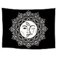 Wall Tapestry Art Decor Blanket Curtain Picnic Tablecloth Hanging Home Bedroom Living Room Dorm Decoration Polyster Bohemia Black Background White Mandala Sun Beauty Views