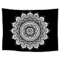 Wall Tapestry Art Decor Blanket Curtain Picnic Tablecloth Hanging Home Bedroom Living Room Dorm Decoration Polyster Bohemia Solid Black Background White Mandala Beauty Views