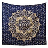 Wall Tapestry Art Decor Blanket Curtain Picnic Tablecloth Hanging Home Bedroom Living Room Dorm Decoration Polyster Print Mandala Dark Blue