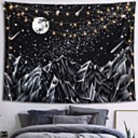 Wall Tapestry Art Decor Blanket Curtain Picnic Tablecloth Hanging Home Bedroom Living Room Dorm Decoration Polyster Star Moon Meteor Mountain Night View