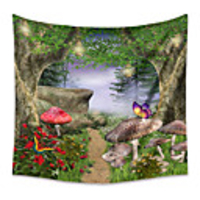 Wall Tapestry Art Decor Blanket Curtain Picnic Tablecloth Hanging Home Bedroom Living Room Dorm Decoration Polyster Tree Mushroom Butterfly Path Views