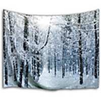 Wall Tapestry Art Decor Blanket Curtain Picnic Tablecloth Hanging Home Bedroom Living Room Dorm Decoration White Forest Polyester Snow Views