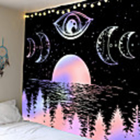 Wall Tapestry Art Decor Blanket Curtain Picnic Tablecloth Hanging Home Bedroom Living Room Dormitory Decoration Lake Water Moon