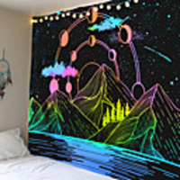 Wall Tapestry Art Decor Blanket Curtain Picnic Tablecloth Hanging Home Bedroom Living Room Dormitory Decoration Mountains Starry Sky Moon
