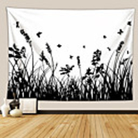 Wall Tapestry Art Decor Blanket Curtain Picnic Tablecloth Hanging Home Bedroom Living Room Dormitory Decoration Polyester Fiber Black And White Flowers