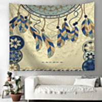 Wall Tapestry Art Decor Blanket Curtain Picnic Tablecloth Hanging Home Bedroom Living Room Dormitory Decoration Polyester Fiber Feather Khaki