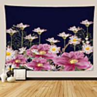 Wall Tapestry Art Decor Blanket Curtain Picnic Tablecloth Hanging Home Bedroom Living Room Dormitory Decoration Polyester Fiber Floral Black Background