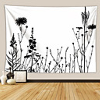 Wall Tapestry Art Decor Blanket Curtain Picnic Tablecloth Hanging Home Bedroom Living Room Dormitory Decoration Polyester Fiber Flower Black And White