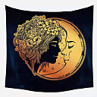 Wall Tapestry Art Decor Blanket Curtain Picnic Tablecloth Hanging Home Bedroom Living Room Dormitory Decoration Polyester Fiber Girl Moon