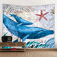 Wall Tapestry Wall Hanging Art Deco Blanket Curtain Hanging at Home Bedroom Living Room Decoration Astrolabe Shark Pattern miniinthebox