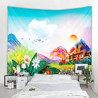 Wall Tapestry Wall Hanging Art Deco Blanket Curtain Hanging at Home Bedroom Living Room Decoration Beautiful Scenery Illustration miniinthebox