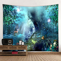 Wall Tapestry Wall Hanging Art Deco Blanket Curtain Hanging at Home Bedroom Living Room Decoration Fairytale Forest miniinthebox