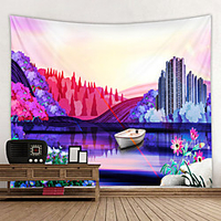 Wall Tapestry Wall Hanging Art Deco Blanket Curtain Hanging at Home Bedroom Living Room Decoration Garden Theme Lake Boat miniinthebox