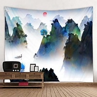 Wall Tapestry Wall Hanging Art Deco Blanket Curtain Hanging at Home Bedroom Living Room Decoration Landscape Ink Painting miniinthebox
