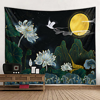 Wall Tapestry Wall Hanging Art Deco Blanket Curtain Hanging at Home Bedroom Living Room Decoration Lotus Pattern miniinthebox