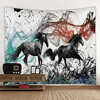 Wall Tapestry Wall Hanging Art Deco Blanket Curtain Hanging at Home Bedroom Living Room Decoration Two Horses miniinthebox