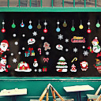 WallDecals Decor Vinyl DIY Christmas Santa Claus Wall Stickers Removable Waterproof Wallpaper Decals Art Easy Peel Stick