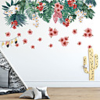 WallDecals Decor Vinyl DIY Green Tree Leaves and Floral Wall Stickers Removable Waterproof Wallpaper Decals Art Easy Peel Stick for Kids Room Living Room Bedroom