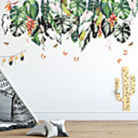 WallDecals Decor Vinyl DIY Green Tree Leaves and Floral Wall Stickers Removable Waterproof Wallpaper Decals Art Easy Peel Stick for Kids Room Living Room Bedroom
