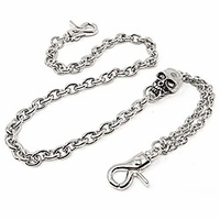 wallet chain skull for men women boy girl,  biker motorcycle pants jean punk long key chain black silver sy01 (silver)